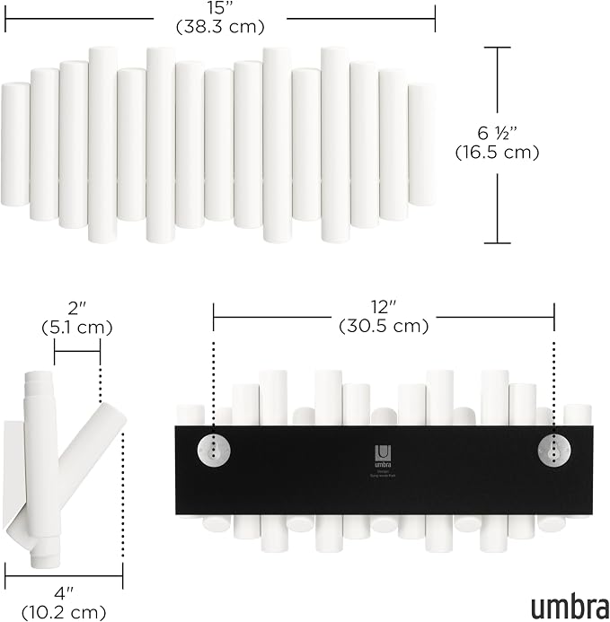 Umbra Picket Coat Rack, Wall Mount 5 Flip-Down Coat Hooks - Image 3