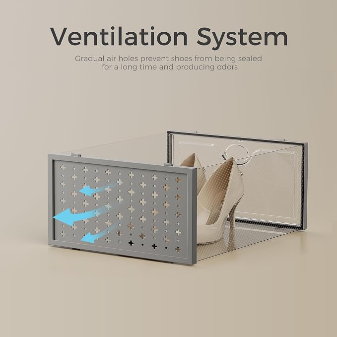Pinkpum 18 Pack X-Large Shoe Storage Boxes Grey Shoe Organizer - Image 5