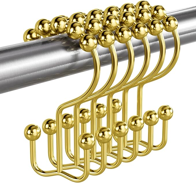 Bathway Shower Curtain Hooks Gold Shower Curtain Rings, Metal Shower Hooks - Image 9