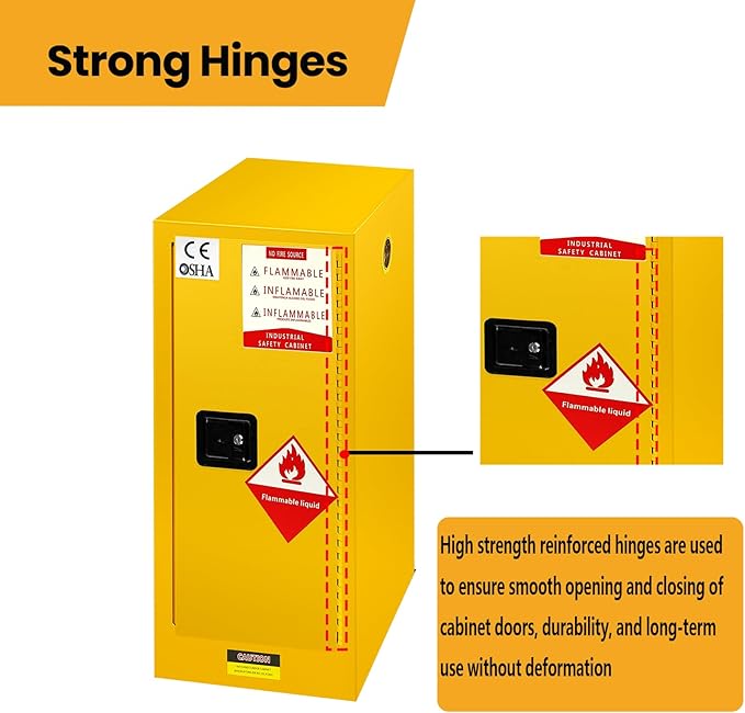 24.11" D * 24.11" W * 38" H Hazardous Material Flammable Storage Cabinets, Adjustable Shelf Steel and Ground Cable Storage Cabinet, for Explosion Proof Chemical Cabinet