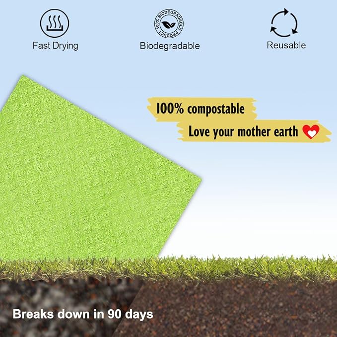 MoLKENE Swedish Dishcloths for Kitchen, 10 Pack Cellulose Sponge Cloths | - Image 8