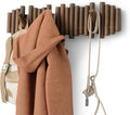 Umbra Picket Coat Rack, Wall Mount 8 Flip-Down Coat Hooks, Walnut | Beveled by Umbra