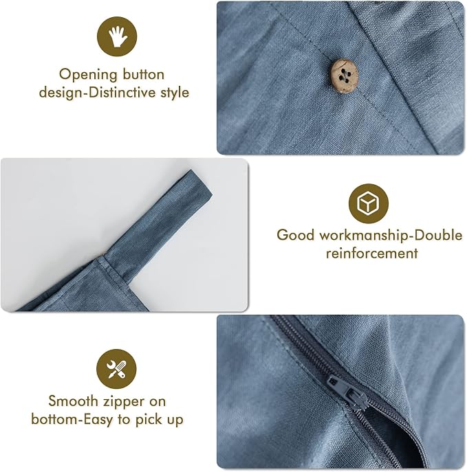 Linen Hanging Laundry Bag, 100% Linen Over The Door Laundry Hamper - Image 3