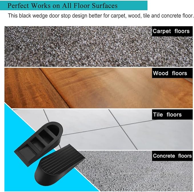 Big Door Stopper 2 Packs, Heavy Duty Wedge Rubber Door Stop Works on All Floor - Image 5