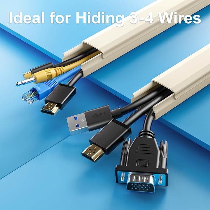 Yecaye TV Cord Hider, 42in Cord Cover Wall Mounted, W1.18in H0.6in, Wire Covers - Image 4