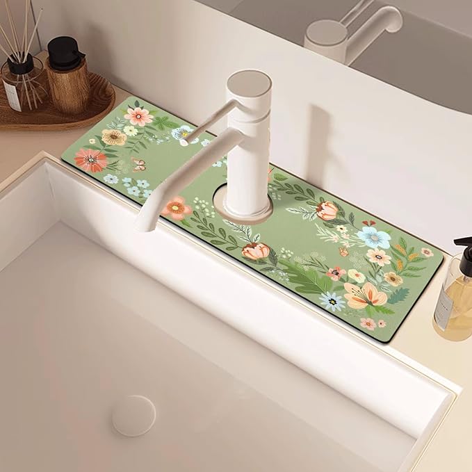 Sink Faucet Absorbing Mat, 2 Pack Drying Mat Around Faucet Sink Splash Guard - Image 6