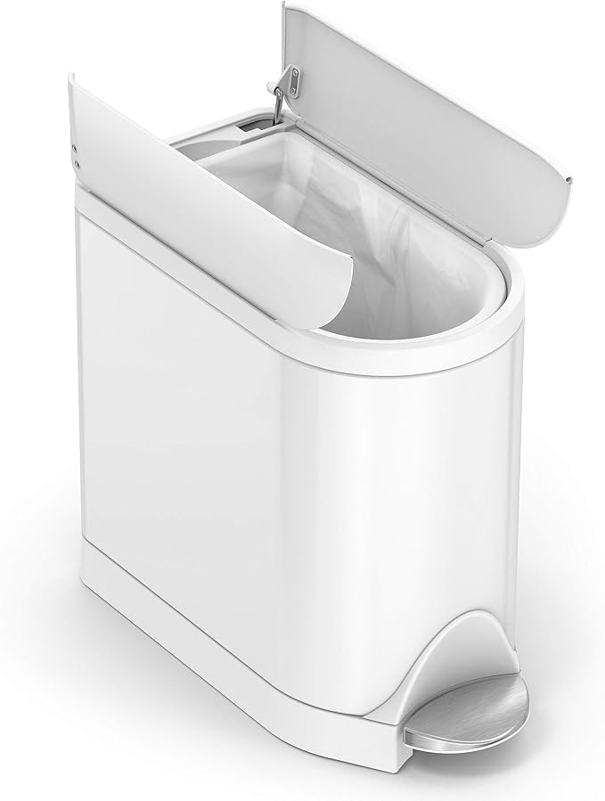 simplehuman Butterfly Step Can, 10L / 2.6 Gallon Compact Bathroom Trash Can - Image 2