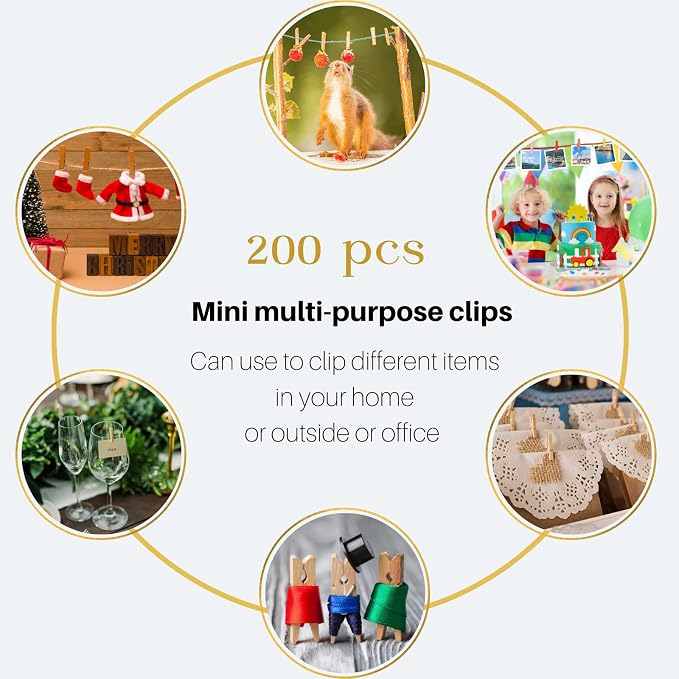 Mini Clothespins 200 Pcs, Home Decor & Art Projects, Reusable Multi-Purpose - Image 6