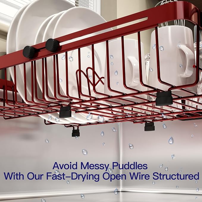 Red Dish Drying Rack Over The Sink - Image 3