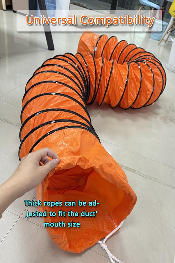 32FT PVC Flexible Duct Hose 12 Inch Duct Hosing with Adjustable Rope for Utility Blower Exhaust Fan Ducting Hose Folding exhaust duct Easy Storage【12 In*32Ft】