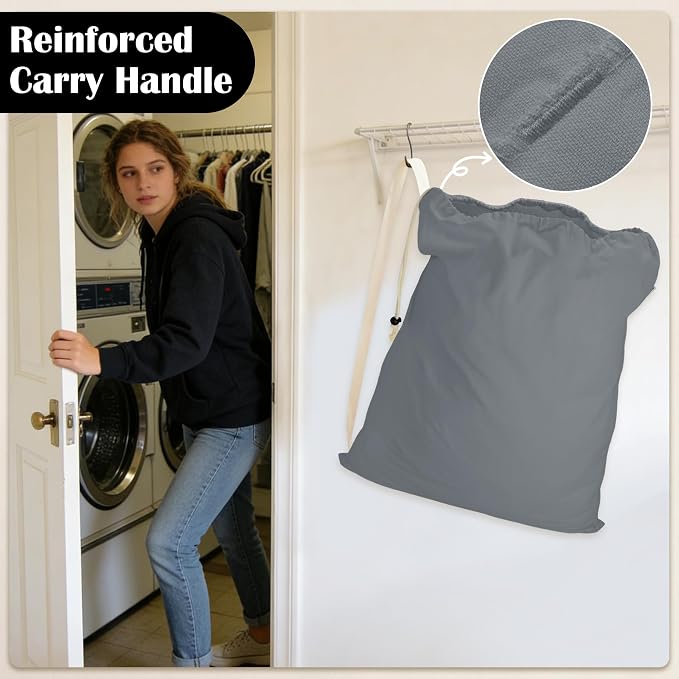Canvas Laundry Bag with Shoulder Strap & Drawstring - Image 5