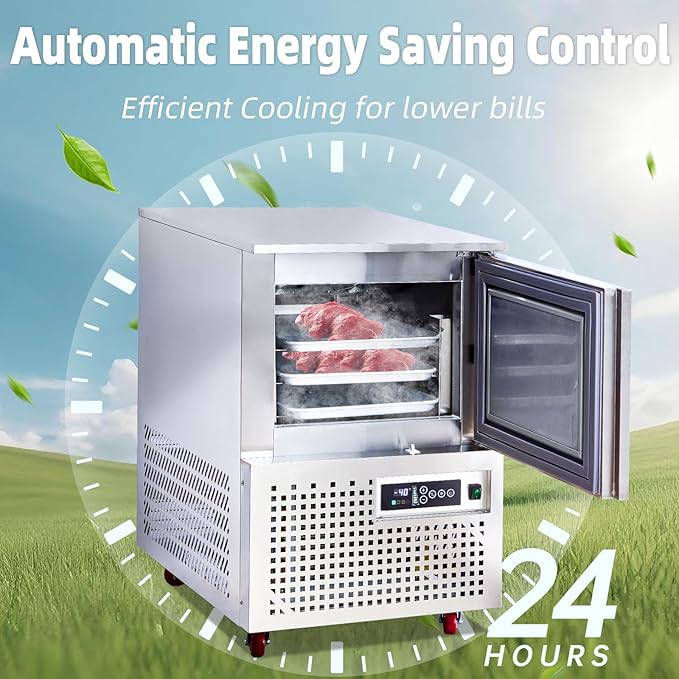 Commercial Blast Chiller 3 Trays, Shock Freezing Blast Chiller & Freezer Heavy Duty, Flash Freezer for Ice Cream, Seafood, Desserts, Meat-Lowest Temperature -40°C
