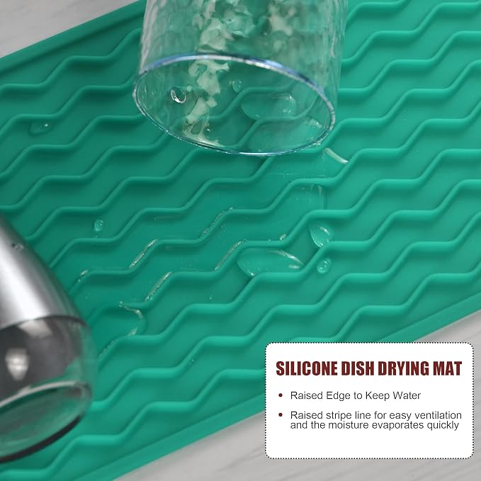 Silicone Dish Drying Mat, Non-Slip Easy Clean Sink Mat, Large Heat-resistant - Image 4