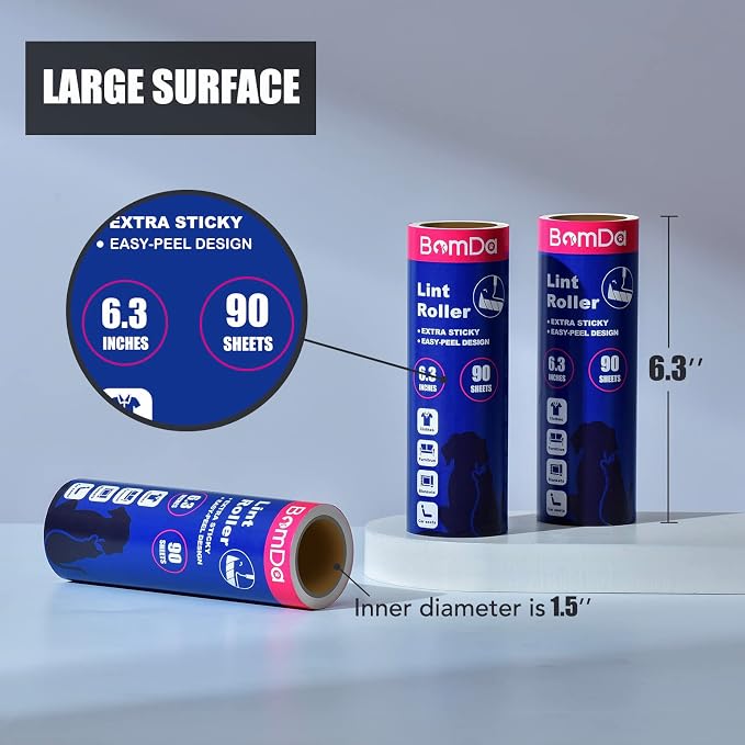 Extra Sticky Large Surface Lint Roller, 6.3''Wide Roller - Image 2