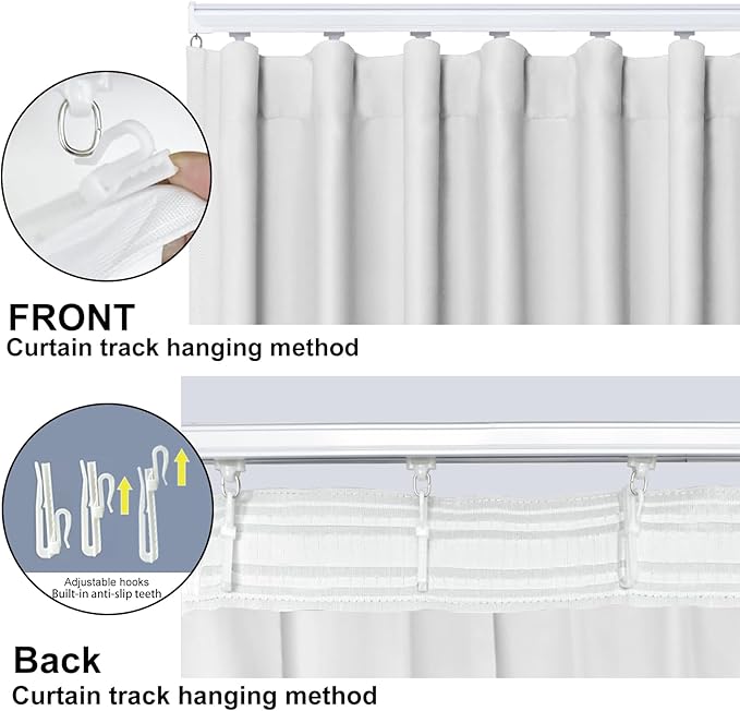 Room Divider Blackout Curtain Track Curtains Wall Dividers Panels Screen for Living Rooms Bedroom Office Privacy Partition Separation, W150 × L108 Inch,1 Panel, White