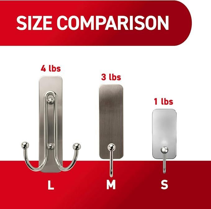 Command Large Brushed Nickel Double Hooks, 2 Hooks and 2 Strips, Damage Free - Image 5