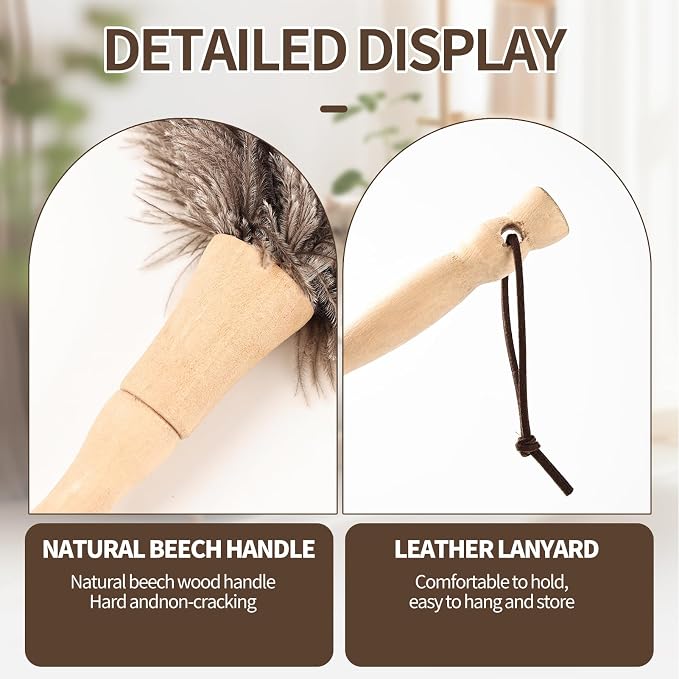 Ostrich Feather Duster 12 Inch Handheld Duster Supplies, Wooden Handle Feather - Image 5