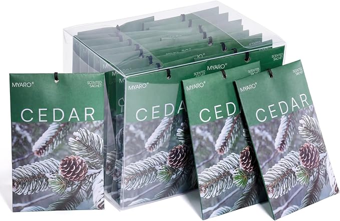 MYARO 20Pcs Cedar Scented Sachets, Closet Deodorizer Car Air Freshener by MYARO