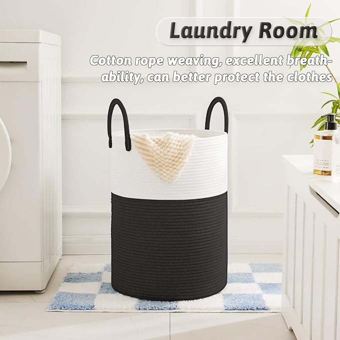 Artfeel Laundry Basket, Woven Cotton Rope Laundry Hamper, 100L - Image 2
