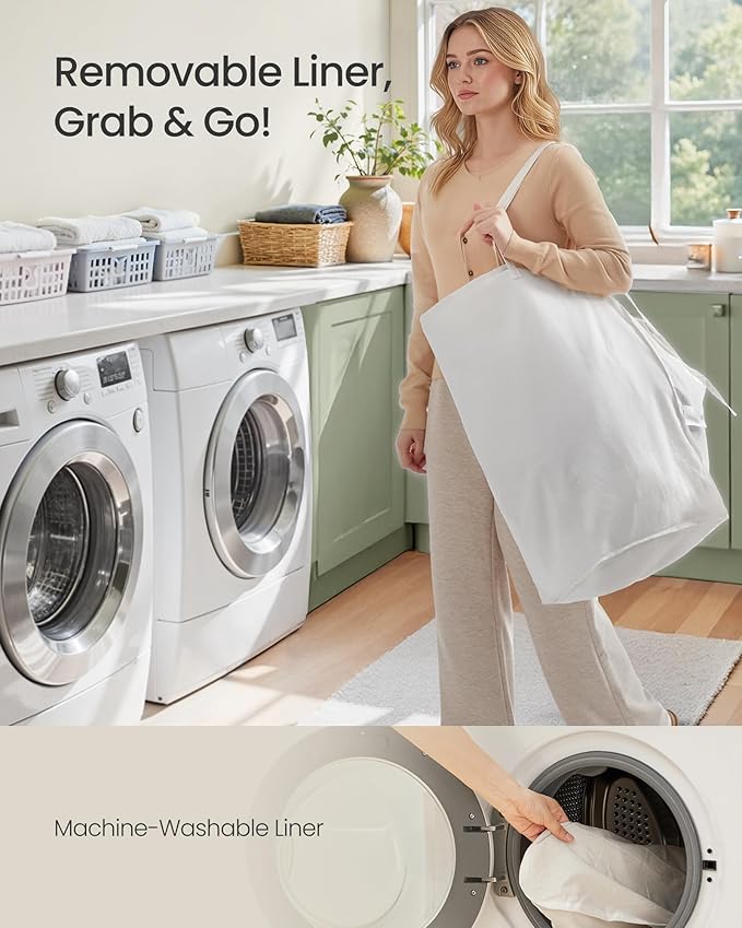 SONGMICS Laundry Hamper with Lid, 17.2 Gal Synthetic Rattan - Image 7