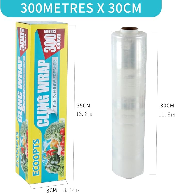 Plastic Food Wrap- 968 SQ. FT. Kitchen Cling Wrap Includes Slide Cutter - Image 2