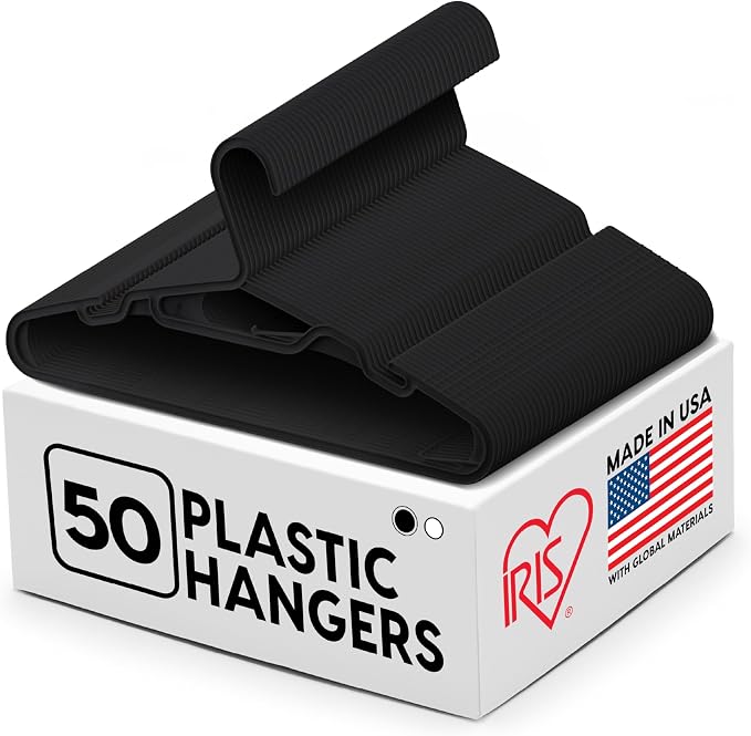 IRIS USA Lightweight Flexible Adult Hangers 50 Pack, Made in USA, Dorm by IRISUSA