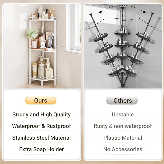ELYKEN Corner Shower Caddy, 3 Tier Stainless Steel Shower Organizer - Image 7