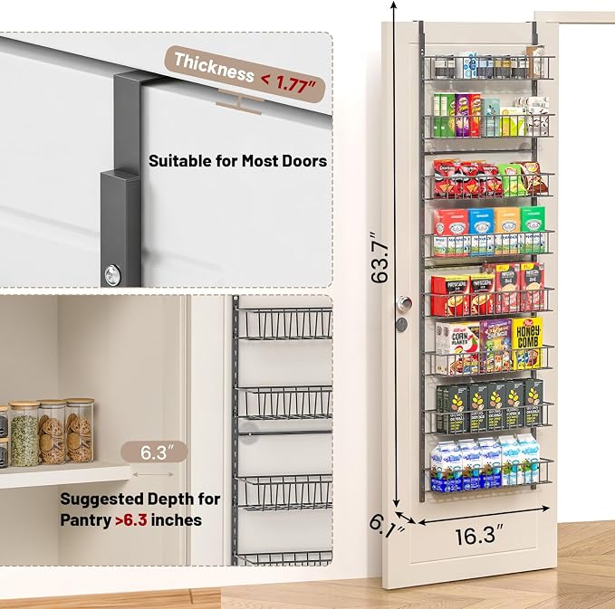 ElegantArray 8-Tier Pantry Door Organizer, Deep Gray - Image 3