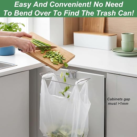 Large Stainless Steel Under Sink Garbage Trash Bag Holder Portable | Metal - Image 3