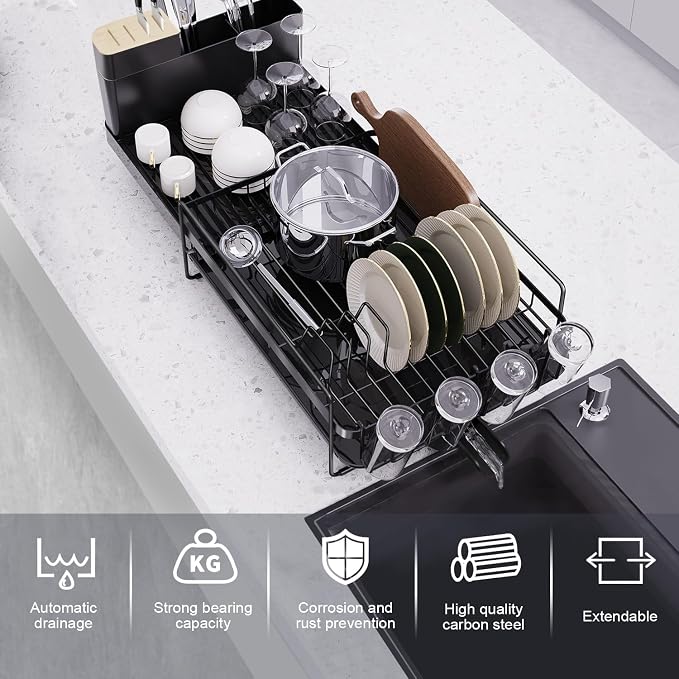 Runnatal Large Dish Drying Rack Stainless Steel Sink - Image 3