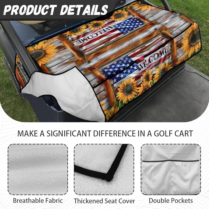 Golf Cart Seat Cushion Cover with Breathable Microfiber Fabric and Secure Fit for Long Outdoor Rides