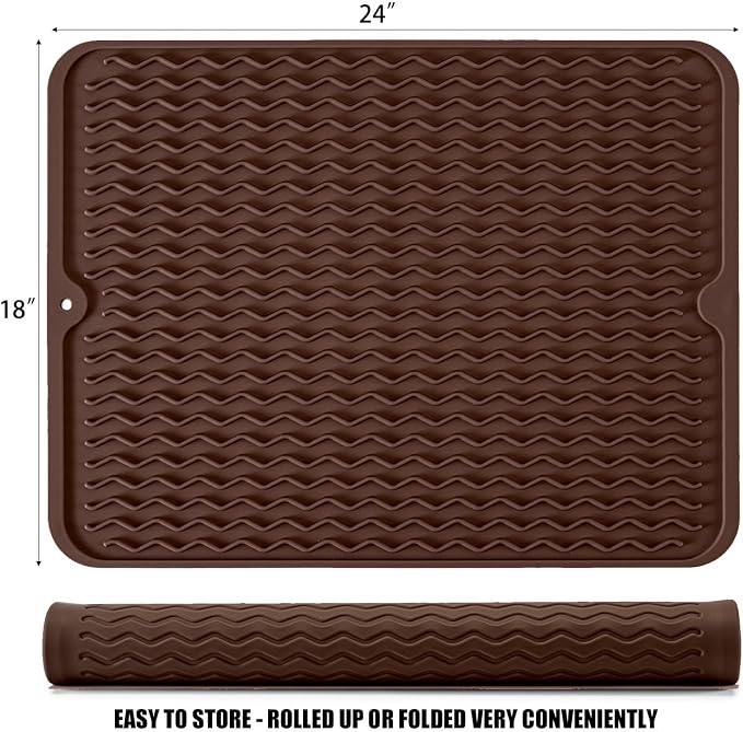 Silicone Dish Drying Mat, Non-Slip Easy Clean Sink Mat, Large Heat-resistant - Image 2