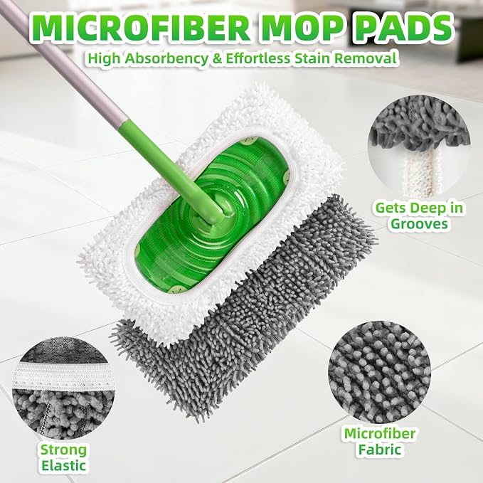 6 Pack Reusable Mop Pads for Swiffer, Microfiber Dry Sweeping Cloths | - Image 4