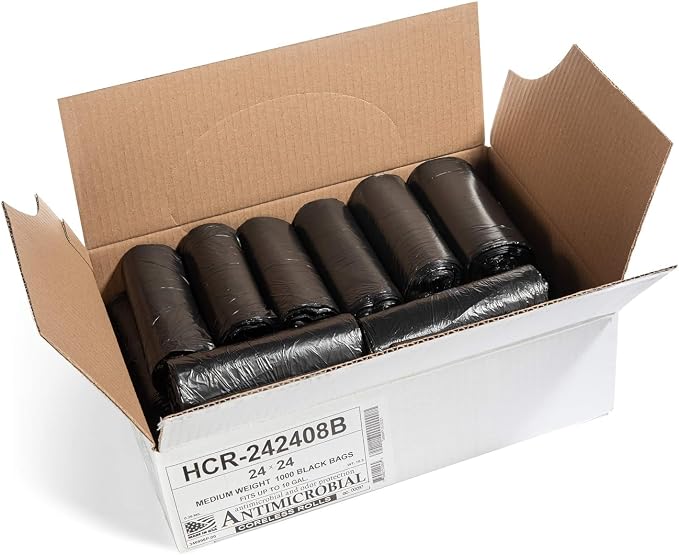 Aluf Plastics 10 Gal Black Trash Bags, 8 Micron - Image 2