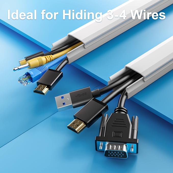 Yecaye TV Cord Hider, 42in Cord Cover Wall Mounted, W1.18in H0.6in, Wire Covers - Image 4