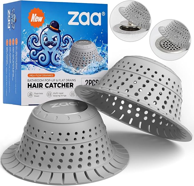 Bathtub Drain Strainer Silicone Bathroom Stopper Fixture Accessories | 2-Pack by zaa