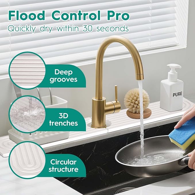 24 Inch Stone Faucet Mat for Kitchen Sink, Kitchen Water Splash Guard, - Image 4