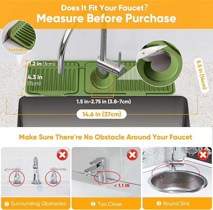 14.6 inch Faucet Mat for Kitchen Sink Splash GuardKitchen Sink Faucet Mat - Image 3