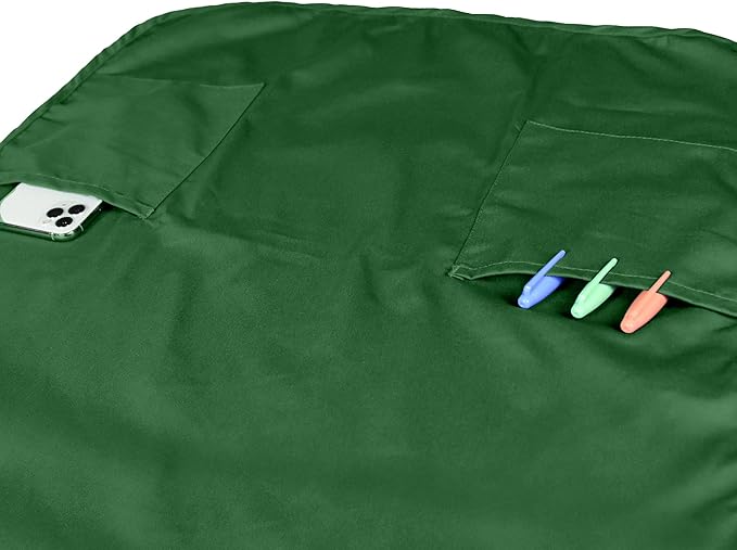 Apron Commercial Restaurant Home Bib Spun Poly Cotton Kitchen Aprons (2 Pockets) in Dark Green 12 Pack