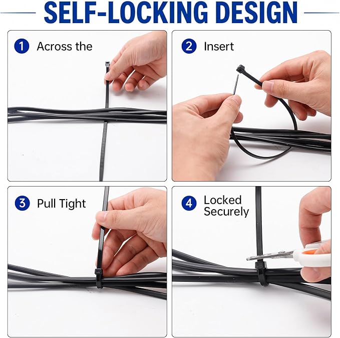Zip Ties 12 inch, 4000 Pack Heavy Duty Black Zip Ties - Image 4