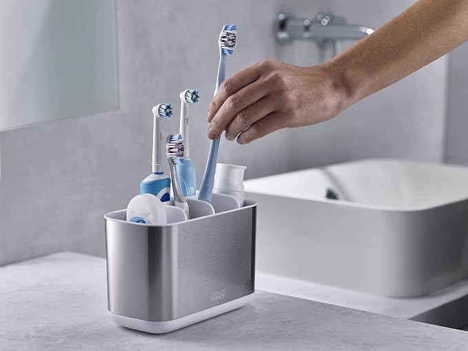 Joseph Joseph EasyStore Stainless-Steel Toothbrush Holder Bathroom Storage - Image 7