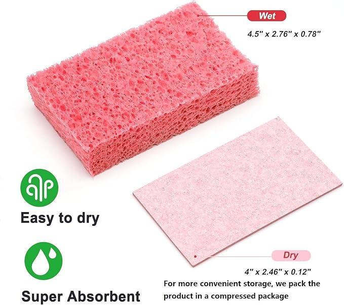 6 Pack Green Cellulose Scrub Sponges Non-Scratch Heavy Duty - Image 6