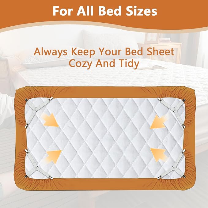 4PCS Bed Sheet Straps with Metal Clips, Adjustable Elastic Fitted Sheet Holders - Image 6