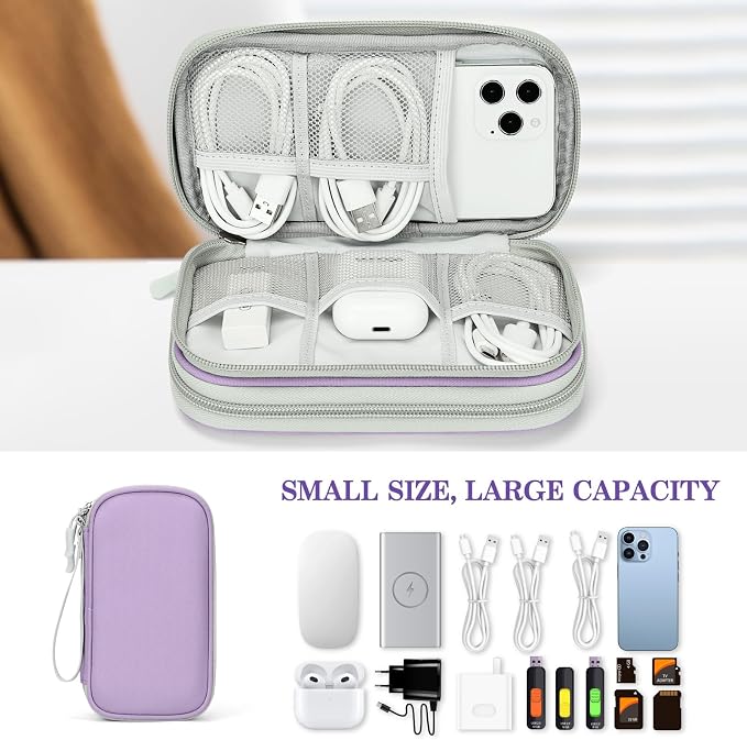 FYY Electronic Organizer, Travel Tech Pouch, Cable Organizer Light Purple | - Image 6