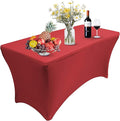 RELIANCER 1 Pack Stretch Spandex Table Covers for Rectangular Tables,4FT Elastic Fitted Tablecloth,Universal Rectangular Table Cloth Protector for Outdoor Party,Wedding,Bar,Birthday,Banquet,Events