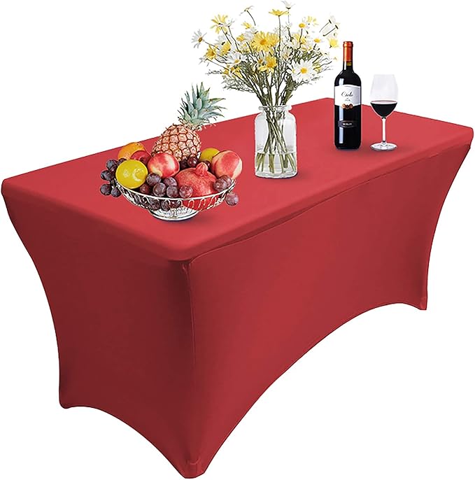 RELIANCER 1 Pack Stretch Spandex Table Covers for Rectangular Tables,4FT Elastic Fitted Tablecloth,Universal Rectangular Table Cloth Protector for Outdoor Party,Wedding,Bar,Birthday,Banquet,Events