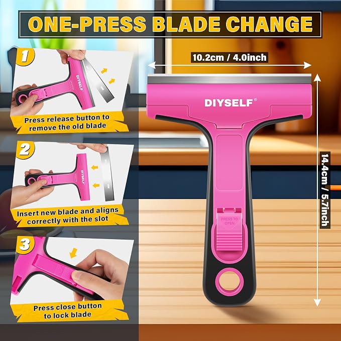 DIYSELF Window Scraper with 10 Extra 4" Razor Blades, Razor Scraper Tool | Wide - Image 6