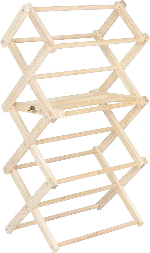 Clothes Drying Rack: Solid Maple Hard Wood Laundry Rack - Image 9
