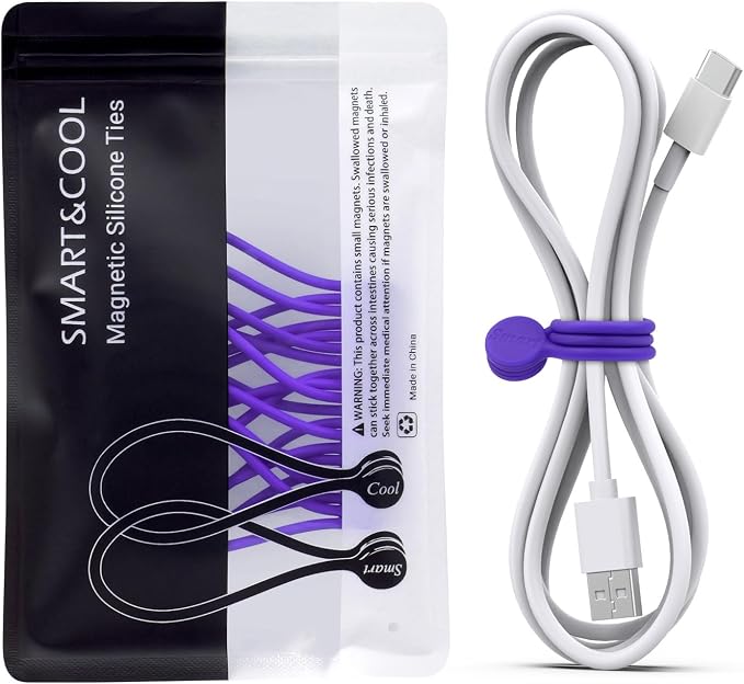 SMART&COOL Reusable Silicone Magnetic Cable Ties, Holding Stuff, Book Markers by SMARTCOOL
