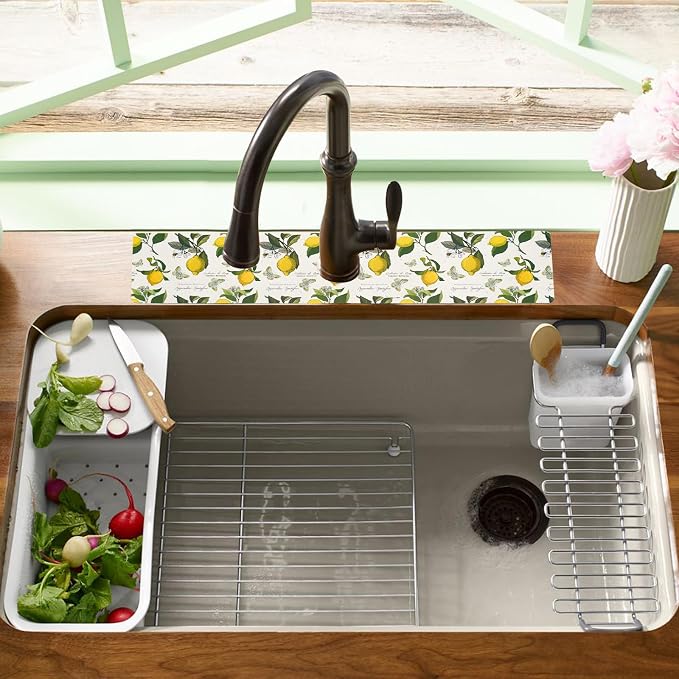 Sink Faucet Absorbing Mat, 2 Pack Drying Mat Around Faucet Sink Splash Guard - Image 2